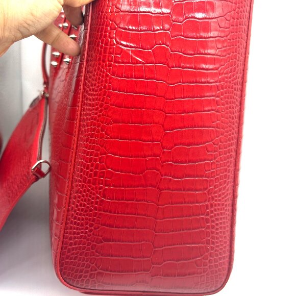 Christian Louboutin CABATA Spiked Studded Croc Leather Tote Bag w. Pouch - Picture 6 of 16